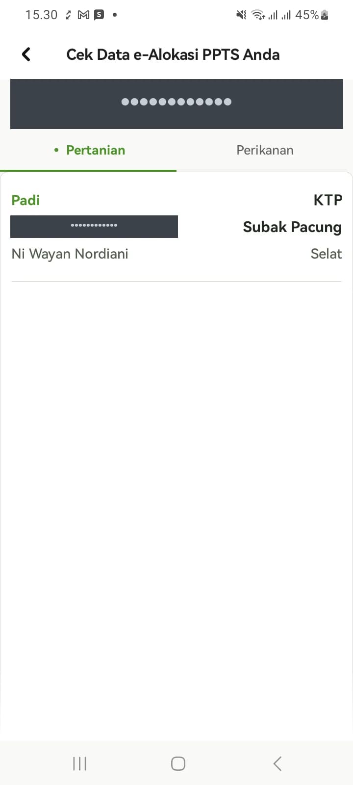 Kartu hasil pencarian dengan keterangan Petani tercatat meninggal