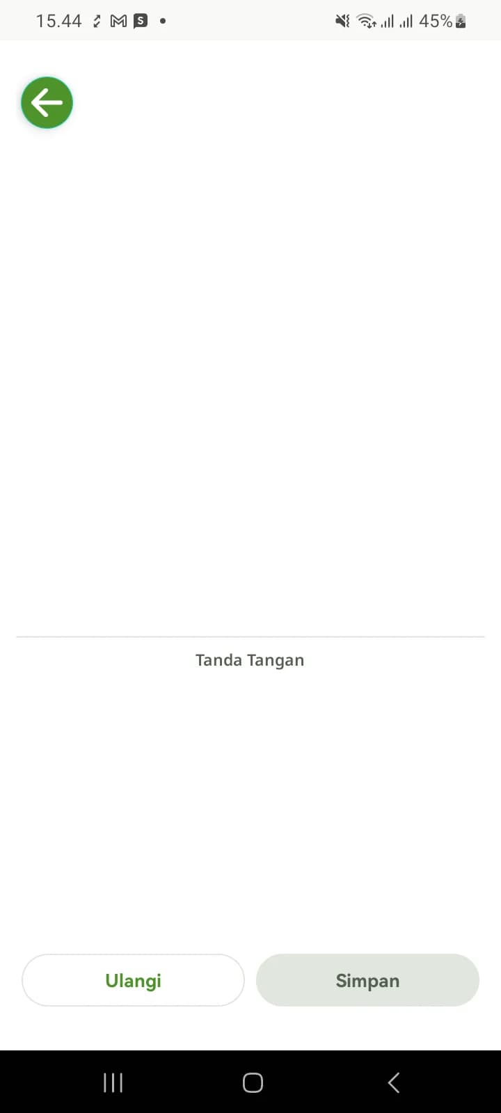 Kanvas tanda tangan dengan garis panduan serta tombol Ulangi dan Simpan